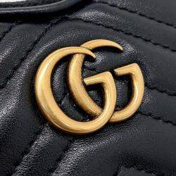 Pre Owned Gucci Black Leather Marmont Heart Coin Purse