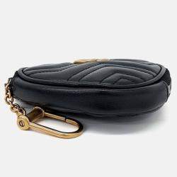 Pre Owned Gucci Black Leather Marmont Heart Coin Purse