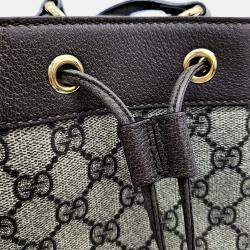 Pre Owned Gucci Brown Coated Canvas Ophidia Mini Bucket Bag