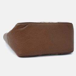 Pre Owned Gucci Brown Coated Canvas Jacquard Tote and Shoulder Bag