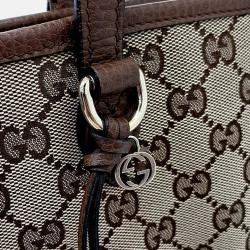 Pre Owned Gucci Brown Coated Canvas Jacquard Tote and Shoulder Bag