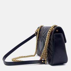 Pre Owned Gucci Black Leather Marmont Matrasse Shoulder Bag