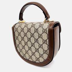 Pre Owned Gucci Beige Coated Canvas 1955 Horsebit Mini Top Handle Bag