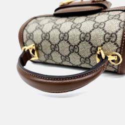 Pre Owned Gucci Beige Coated Canvas 1955 Horsebit Mini Top Handle Bag