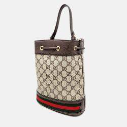Pre Owned Gucci Beige Coated Canvas Ophidia Small Bucket Bag
