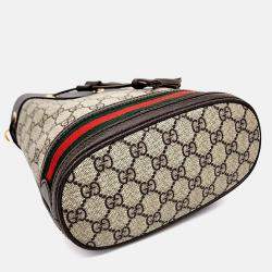 Pre Owned Gucci Beige Coated Canvas Ophidia Small Bucket Bag