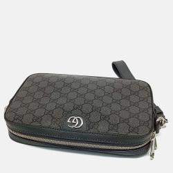 Pre Owned Gucci Grey Leather Ophidia GG Crossbody Bag