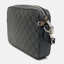 Pre Owned Gucci Grey Leather Ophidia GG Crossbody Bag