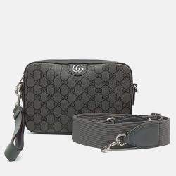 Pre Owned Gucci Grey Leather Ophidia GG Crossbody Bag