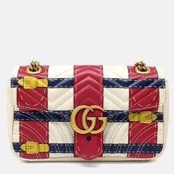Pre Owned Gucci Multicolor Leather Marmont Matrasse Shoulder Bag