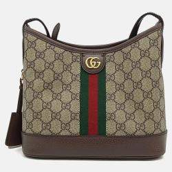 Pre Owned Gucci Brown Coated Canvas Ophidia GG Mini Shoulder Bag