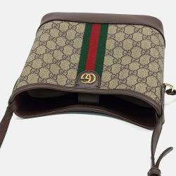 Pre Owned Gucci Brown Coated Canvas Ophidia GG Mini Shoulder Bag