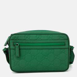 Pre Owned Gucci Green Rubber GG Rubber Crossbody Bag