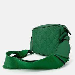 Pre Owned Gucci Green Rubber GG Rubber Crossbody Bag