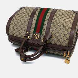 Pre Owned Gucci Beige Coated Canvas Savoy Small Duffel Bag