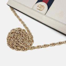 Pre Owned Gucci Cream Leather Ophidia GG Shoulder Bag