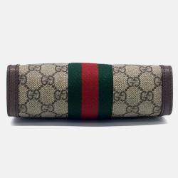 Pre Owned Gucci Beige/Brown Coated Canvas Ophidia GG Supreme Mini Shoulder Bag