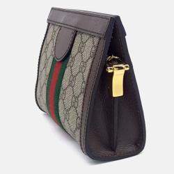 Pre Owned Gucci Beige/Brown Coated Canvas Ophidia GG Supreme Mini Shoulder Bag