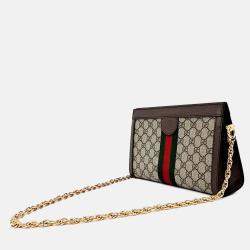 Pre Owned Gucci Beige/Brown Coated Canvas Ophidia GG Supreme Shoulder Bag