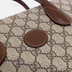Pre Owned Gucci Beige/Brown Coated Canvas GG Small Tote Bag