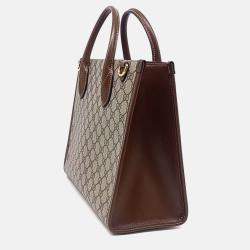 Pre Owned Gucci Beige/Brown Coated Canvas GG Small Tote Bag