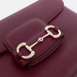 Pre Owned Gucci Burgundy Leather 1955 Horsebit Shoulder Bag