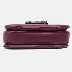 Pre Owned Gucci Burgundy Leather 1955 Horsebit Shoulder Bag
