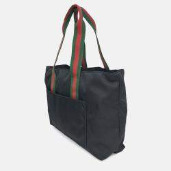 Pre Owned Gucci Black Canvas and Leather Shoulder Bag