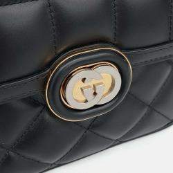 Pre Owned Gucci Black Leather Deco Mini Shoulder Bag