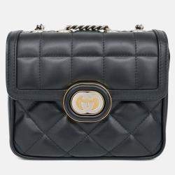 Pre Owned Gucci Black Leather Deco Mini Shoulder Bag
