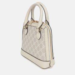 Pre Owned Gucci Beige Coated Canvas 1955 Horsebit Mini Top Handle Bag