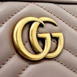 Pre Owned Gucci Pink Leather Marmont Matelasse Mini Crossbody Bag