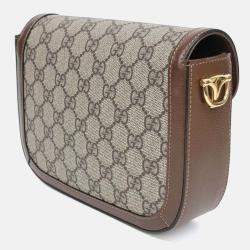 Pre Owned Gucci Brown Coated Canvas Horsebit 1955 Mini Bag