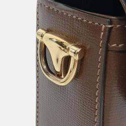 Pre Owned Gucci Brown Coated Canvas Horsebit 1955 Mini Bag