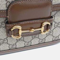 Pre Owned Gucci Brown Coated Canvas Horsebit 1955 Mini Bag