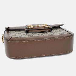 Pre Owned Gucci Brown Coated Canvas Horsebit 1955 Mini Bag