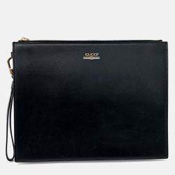 Pre Owned Gucci Black Leather Clutch