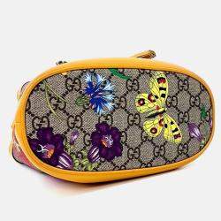 Pre Owned Gucci Multicolor Yellow Coated Canvas Ophidia Small Bucket Bag