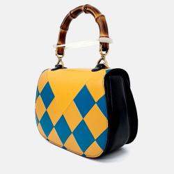 Pre Owned Gucci Multicolor Leather Bamboo 1947 Top Handle Shoulder Bag