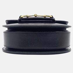Pre Owned Gucci Black Leather 1955 Horsebit Round Mini Bag