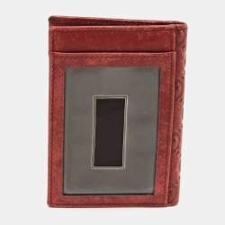 Pre Owned Gucci Red Guccissima Leather Lovely Heart Card Case