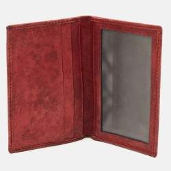 Pre Owned Gucci Red Guccissima Leather Lovely Heart Card Case