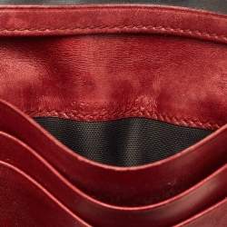 Pre Owned Gucci Red Guccissima Leather Lovely Heart Card Case