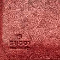 Pre Owned Gucci Red Guccissima Leather Lovely Heart Card Case