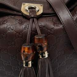 Pre Owned Gucci Dark Brown Guccissima Leather Large Indy Hobo