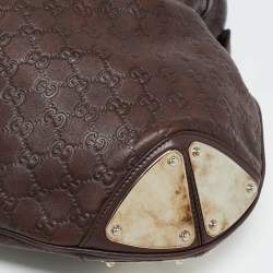 Pre Owned Gucci Dark Brown Guccissima Leather Large Indy Hobo