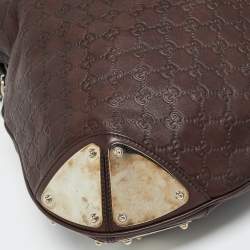 Pre Owned Gucci Dark Brown Guccissima Leather Large Indy Hobo