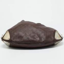 Pre Owned Gucci Dark Brown Guccissima Leather Large Indy Hobo