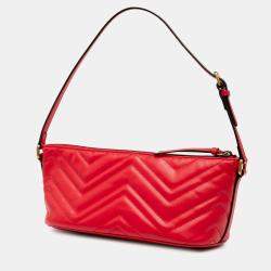 Pre Owned Gucci Red GG Marmont Matelasse Leather Shoulder Bag