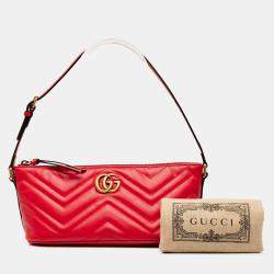 Pre Owned Gucci Red GG Marmont Matelasse Leather Shoulder Bag
